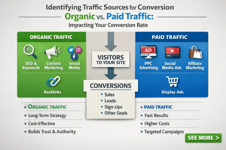 Identifying traffic sources for conversion